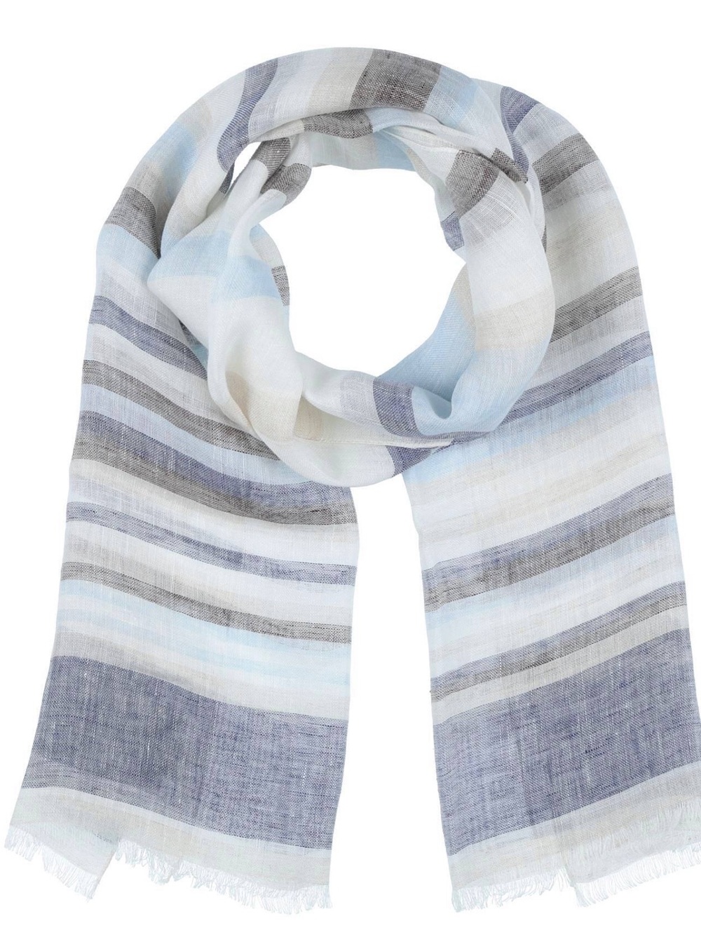 NWT Fiorio Milano Italian Luxury 100% Striped Linen Scarf